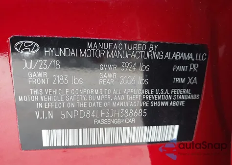 2018 Hyundai Elantra Value Edition from USA, damaged, VIN 5NPD84LF3JH388685